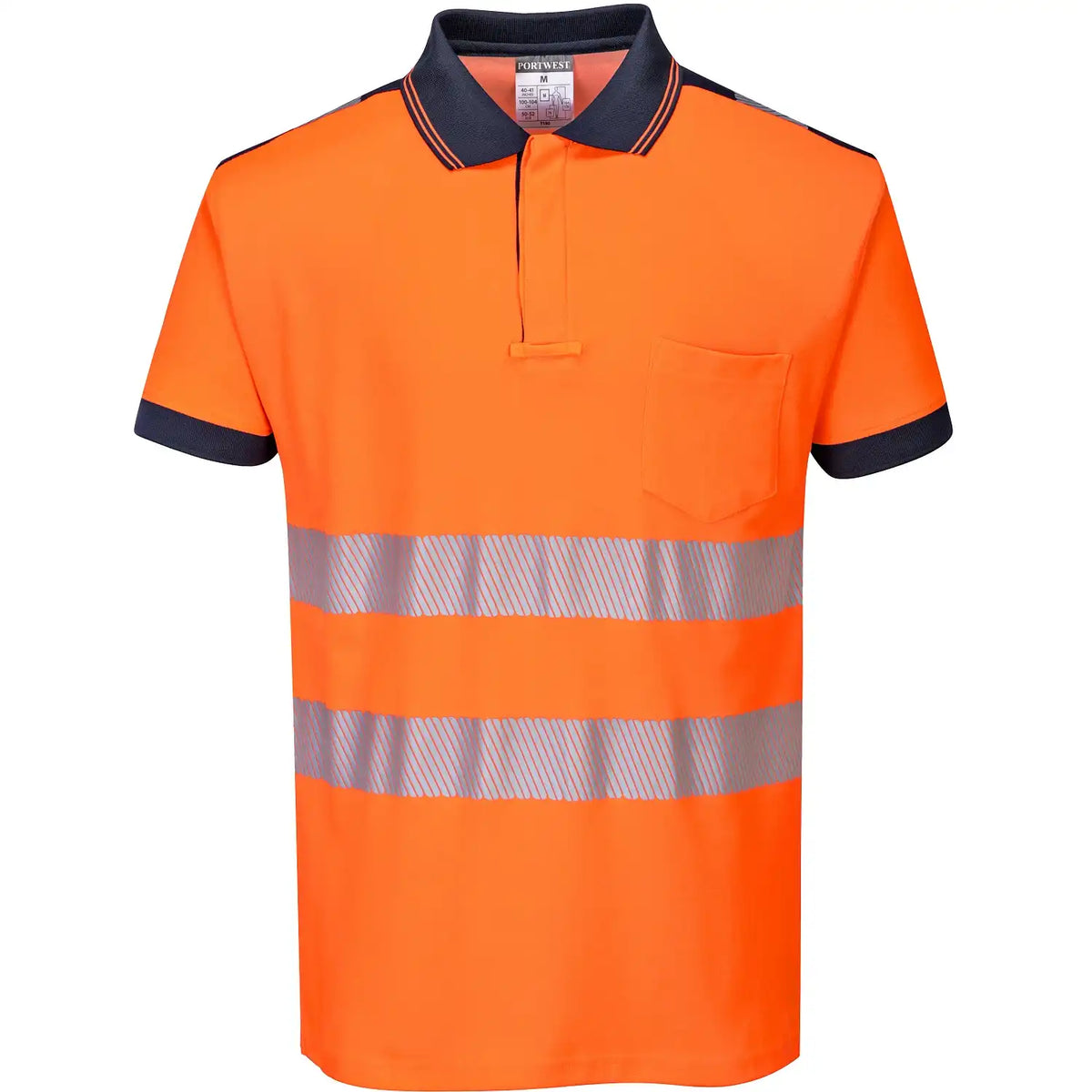 Portwest T180 PW3 Warnschutz Polo-Shirt – orange/marine