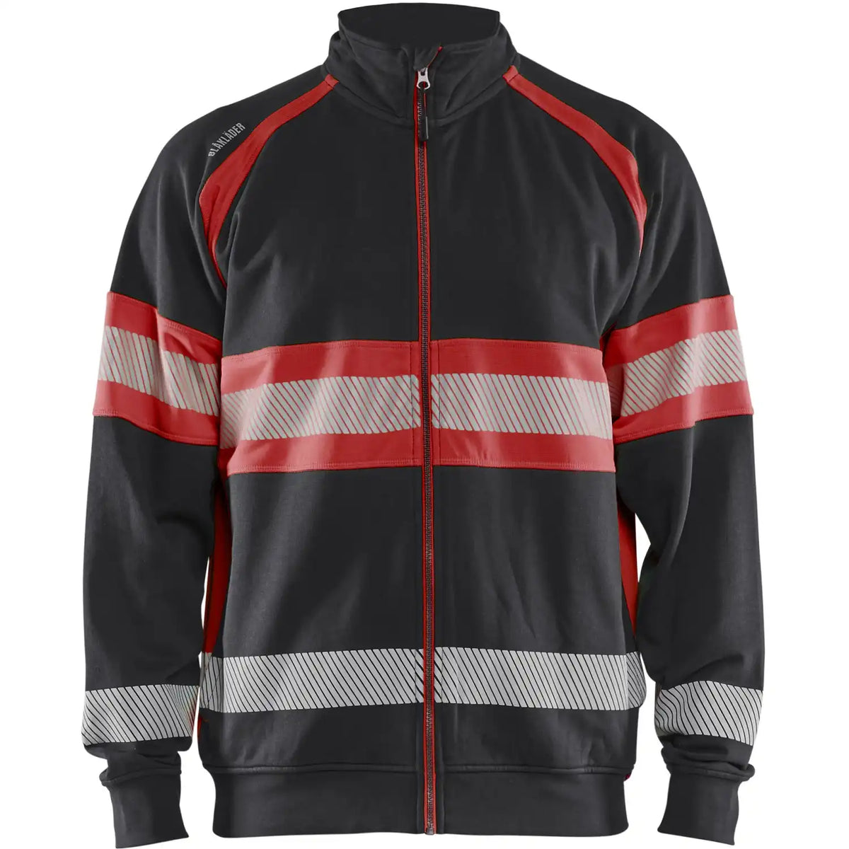 Blåkläder 3551 Warnschutz Sweatjacke Kl. 1 – schwarz/rot