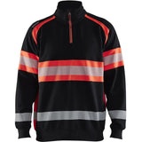 Blåkläder 3553 Warnschutz Zip-Sweatshirt Kl. 1 – schwarz/rot