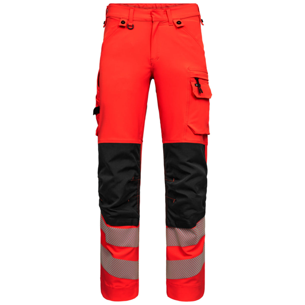 Engel 2345-124 Warnschutz Stretch Arbeitshose – rot/schwarz