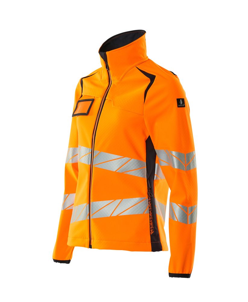 Mascot Damen Accelerate Safe Warn-Softhelljacke – orange/schwarzblau