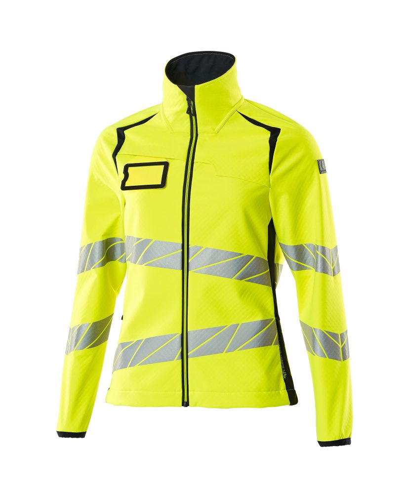 Mascot Damen Accelerate Safe Warn-Softhelljacke – gelb/schwarzblau
