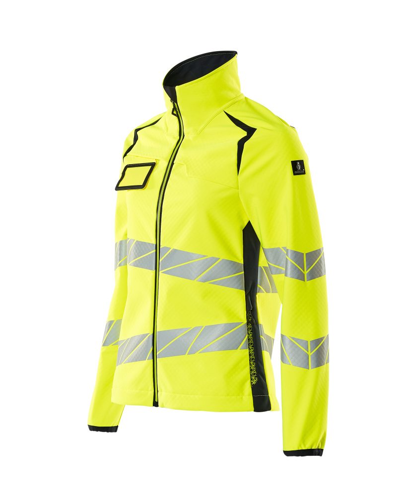 Mascot Damen Accelerate Safe Warn-Softhelljacke – gelb/schwarzblau