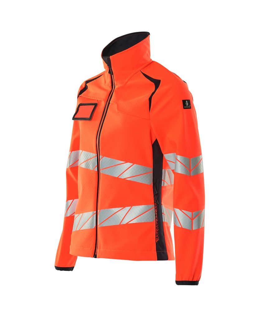 Mascot Damen Accelerate Safe Warn-Softhelljacke – rot/schwarzblau