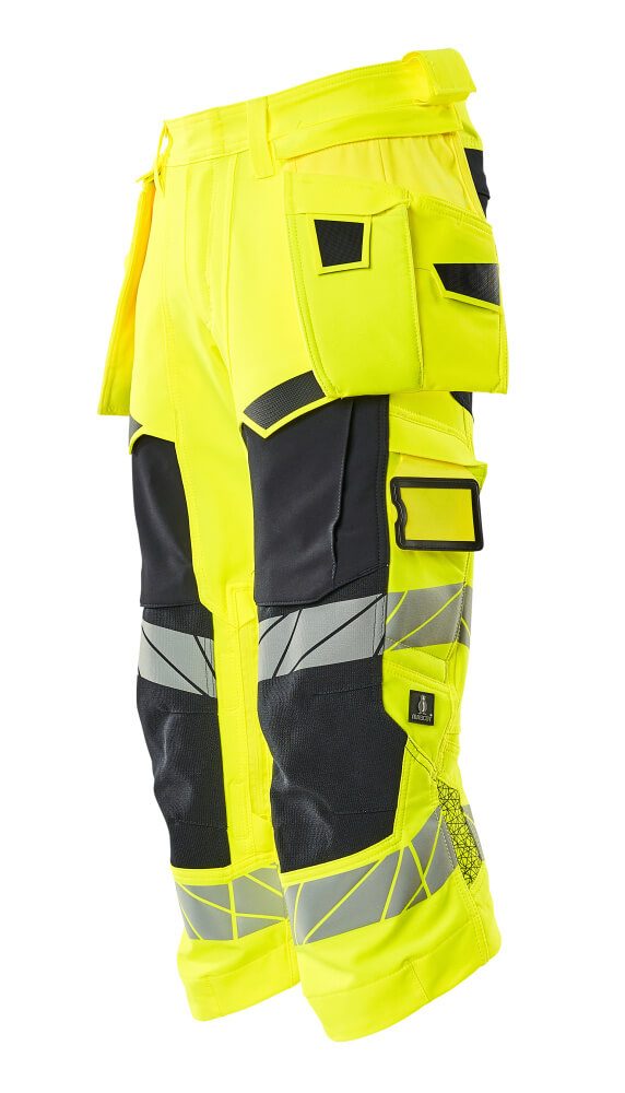 Mascot Accelerate Safe Warn-Dreiviertel-Hose – gelb/schwarzblau