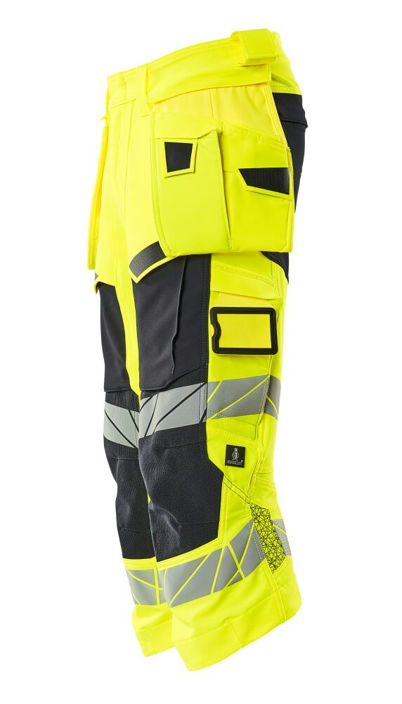 Mascot Accelerate Safe Warn-Dreiviertel-Hose – gelb/schwarzblau