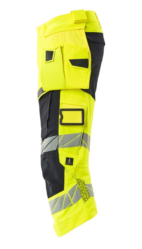 Mascot Accelerate Safe Warn-Dreiviertel-Hose – gelb/schwarzblau
