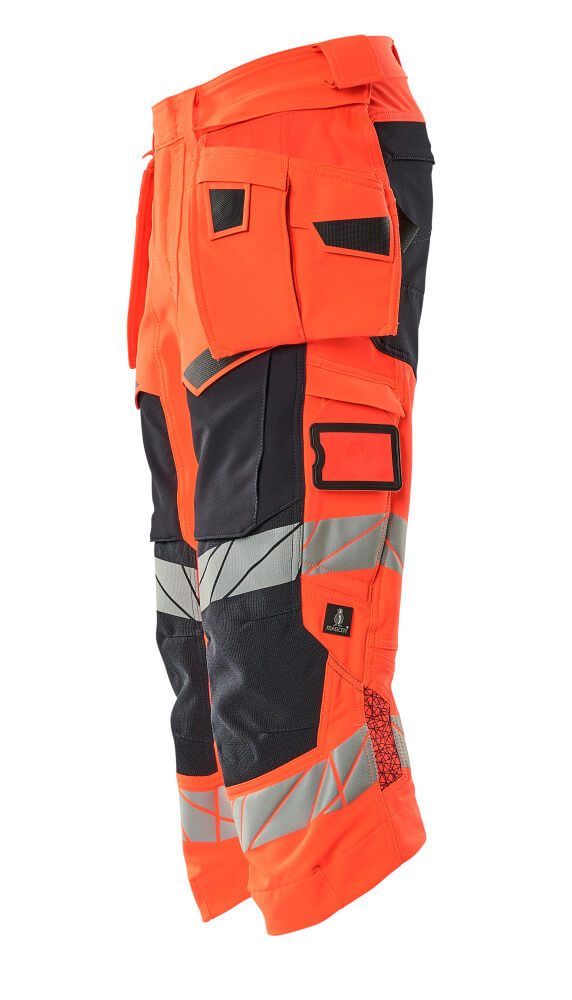 Mascot Accelerate Safe Warn-Dreiviertel-Hose – rot/schwarzblau