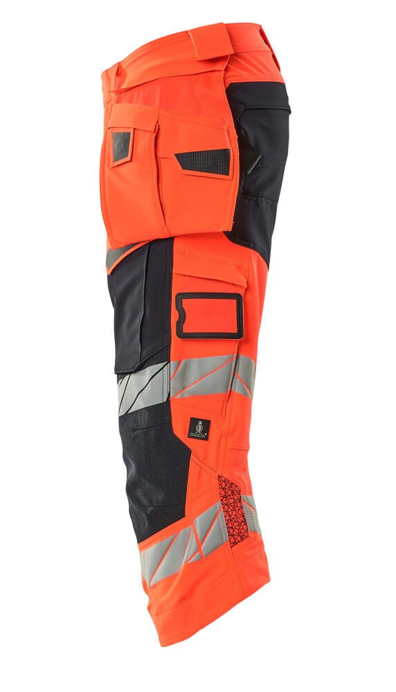 Mascot Accelerate Safe Warn-Dreiviertel-Hose – rot/schwarzblau