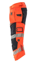 Mascot Accelerate Safe Warn-Dreiviertel-Hose – rot/schwarzblau