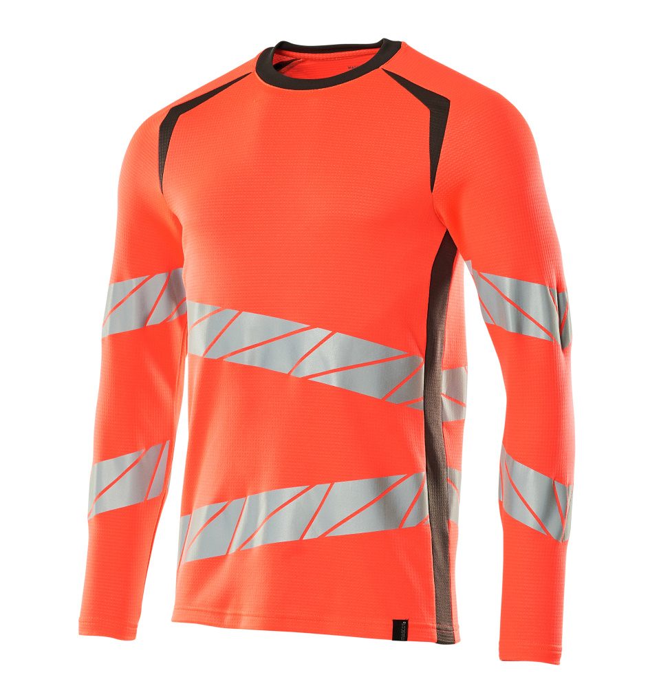 Mascot Accelerate Safe Warnschutz Langarmshirt – rot/dunkelanthrazit