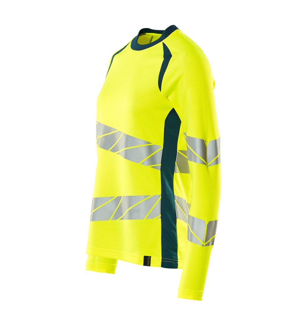 Mascot Damen Accelerate Safe Warn-Langarmshirt – gelb/dunkelpetroleum