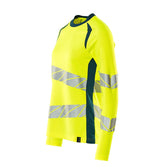 Mascot Damen Accelerate Safe Warn-Langarmshirt – gelb/dunkelpetroleum