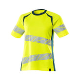 Mascot Damen Accelerate Safe Warnschutz T-Shirt – gelb/dunkelpetroleum