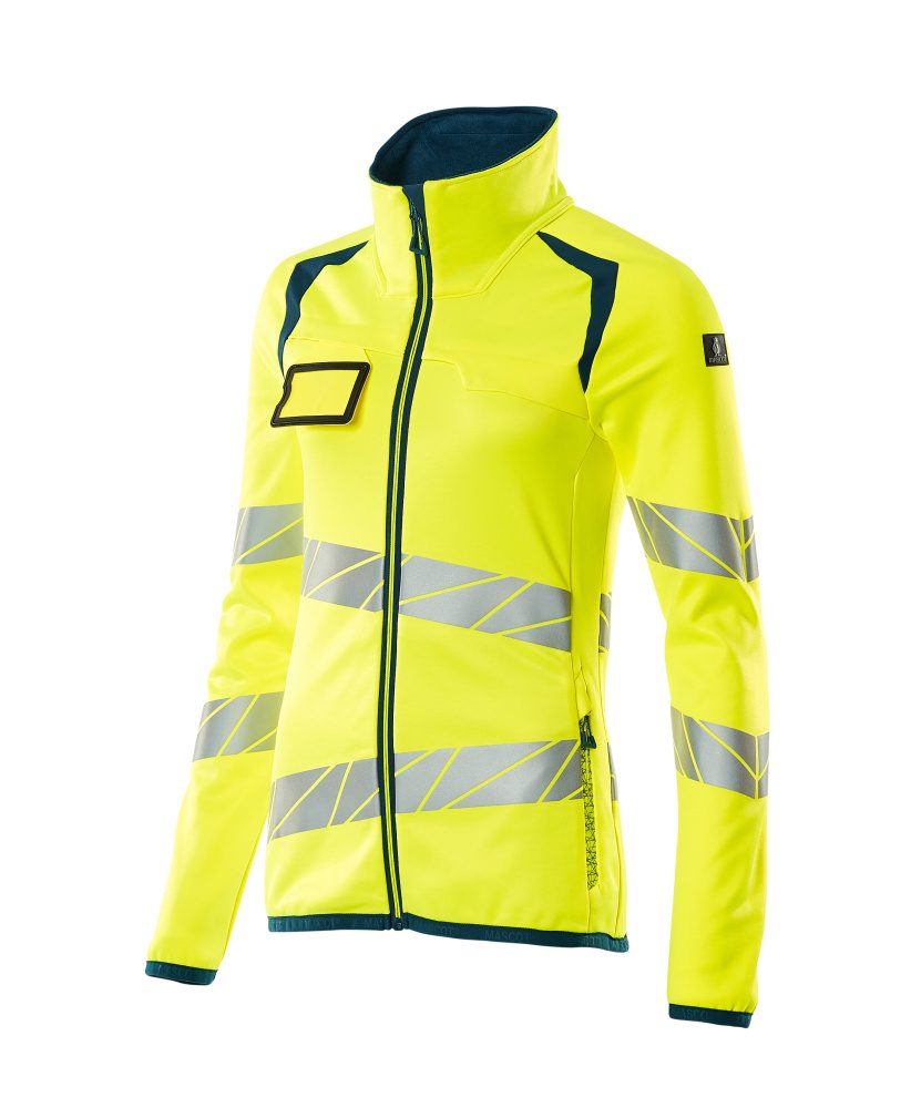 Mascot Damen Accelerate Safe Warn-Fleecejacke – gelb/dunkelpetroleum