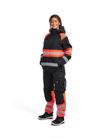 Blåkläder Damen 4430 Warnschutz Regenjacke Kl. 1 – schwarz/rot