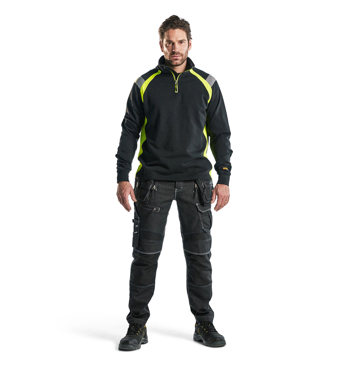 Blåkläder 3432 Zip-Sweatshirt – schwarz/gelb