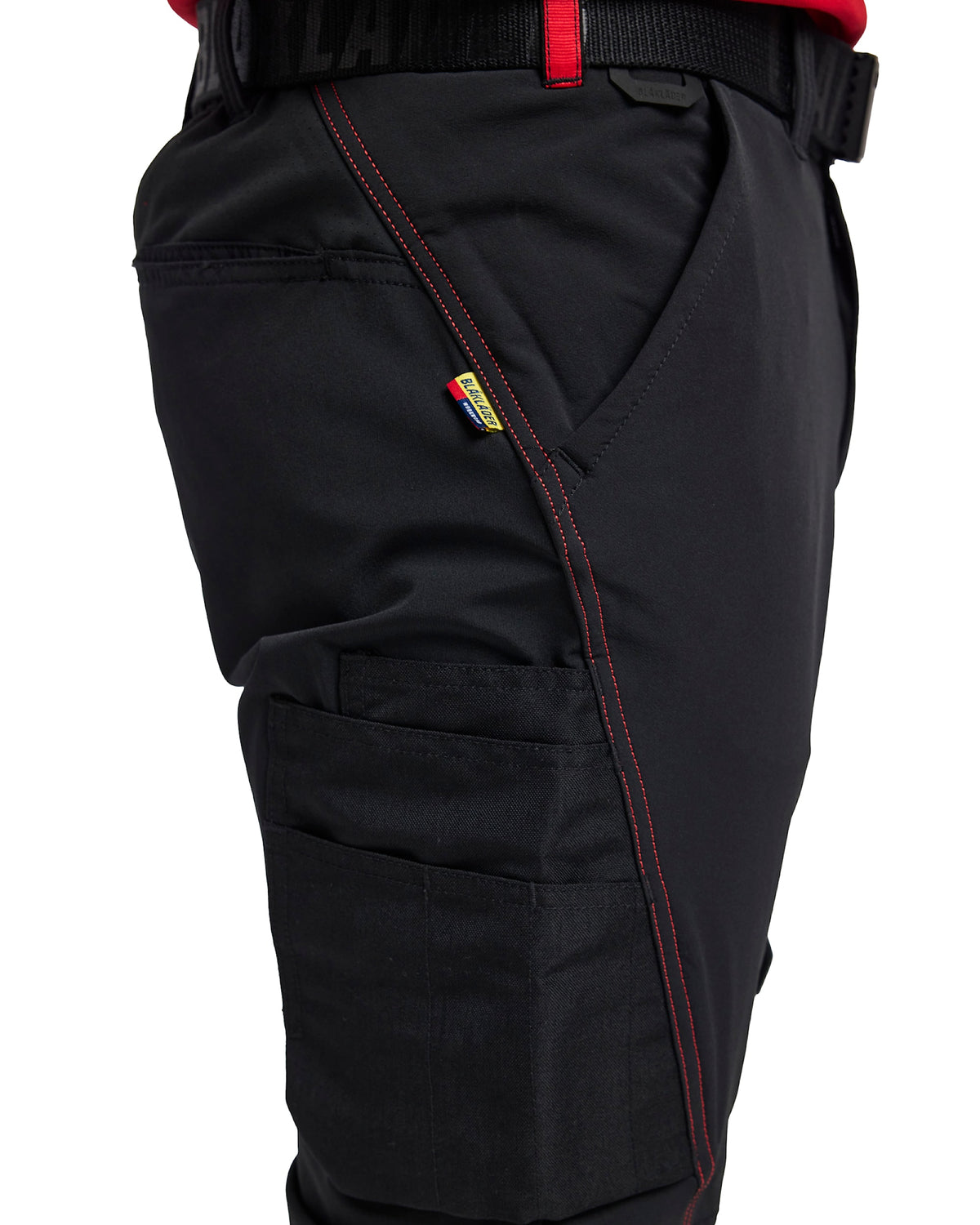 Blåkläder 1422 Stretch Servicehose – schwarz/rot
