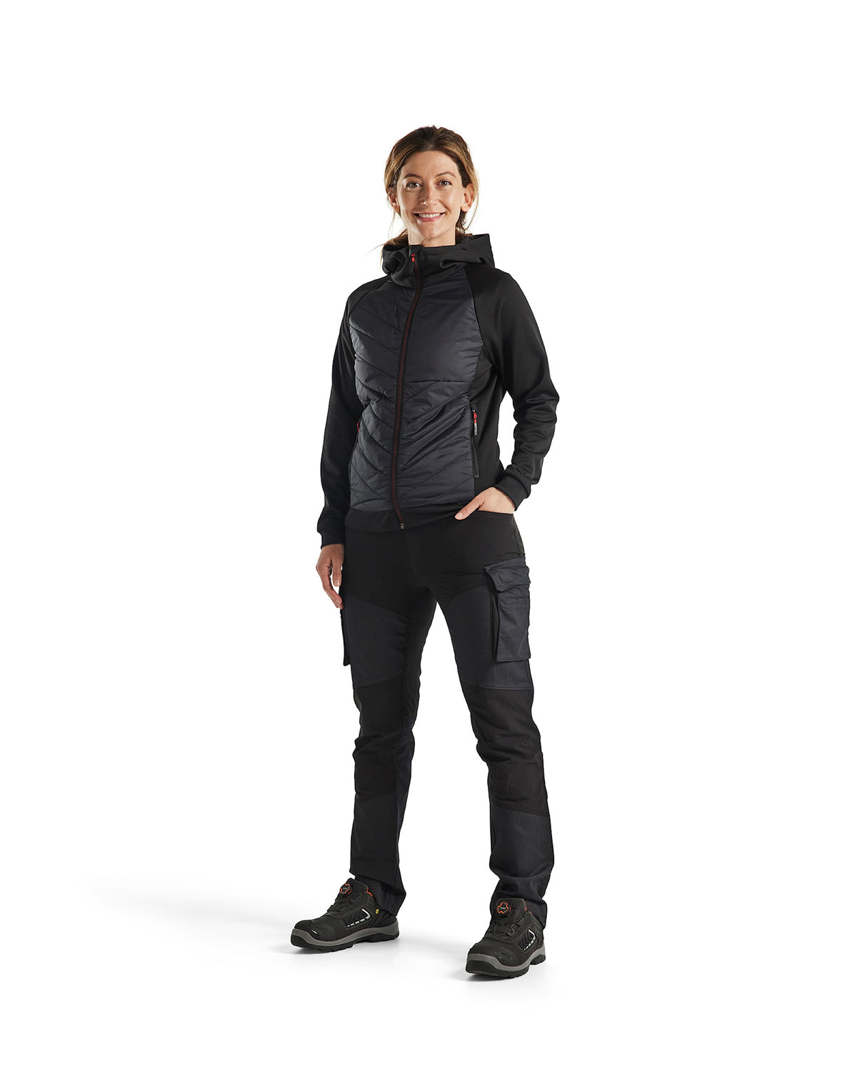 Blåkläder Damen 3464 Hybrid Sweatjacke – schwarz/rot