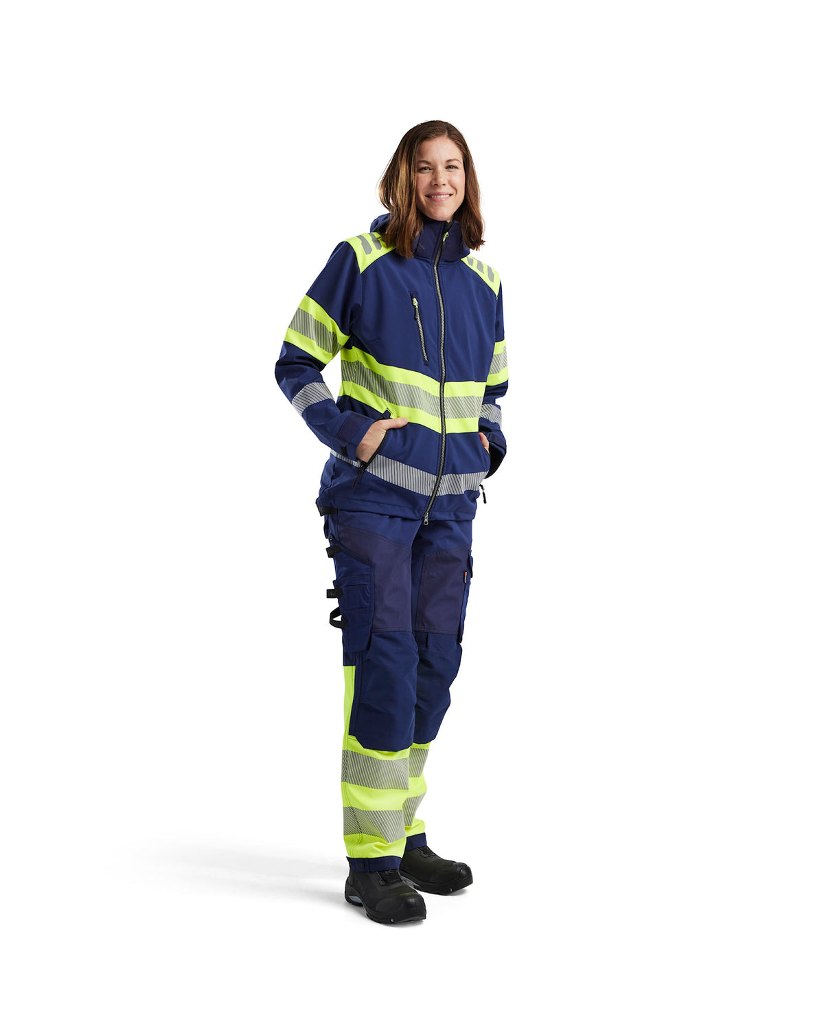 Blåkläder Damen Kl1 4404 Warnschutz Softshelljacke – marine/gelb