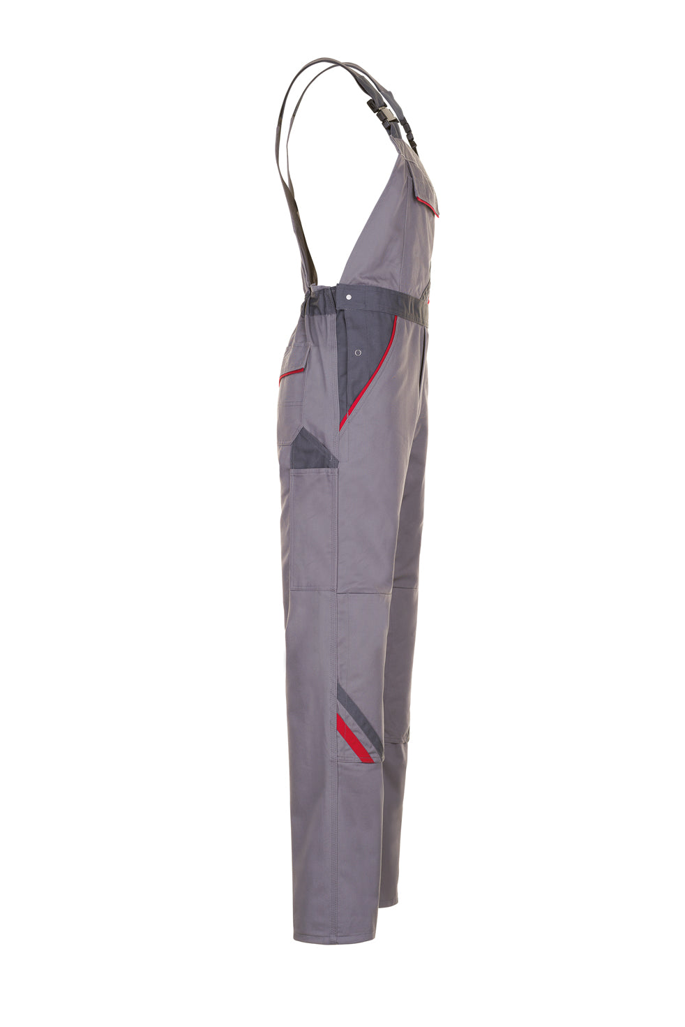 PLANAM Highline Latzhose zink/schiefer/rot