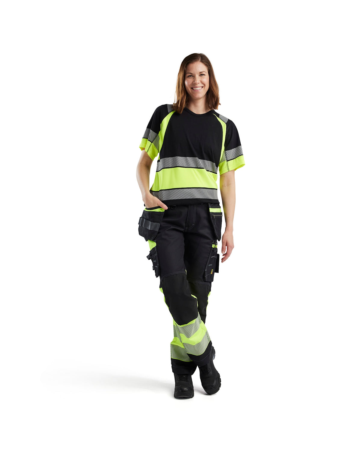 Blåkläder Damen 3410 Warnschutz T-Shirt – schwarz/gelb