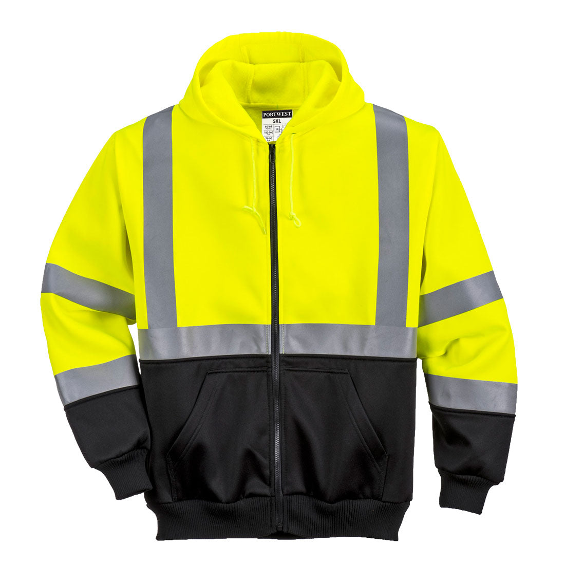 Portwest B315 Warnschutz Kapuzen Sweatjacke – gelb/schwarz