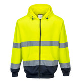 Portwest B317 Warnschutz Kapuzen-Sweatjacke – gelb/marine