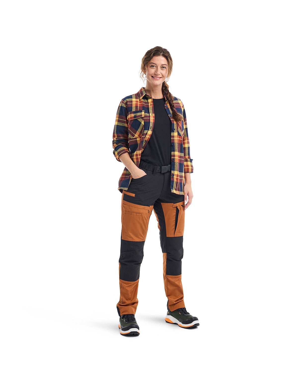 Blåkläder Damen Striker Flanellhemd – rostrot/dunkelblau