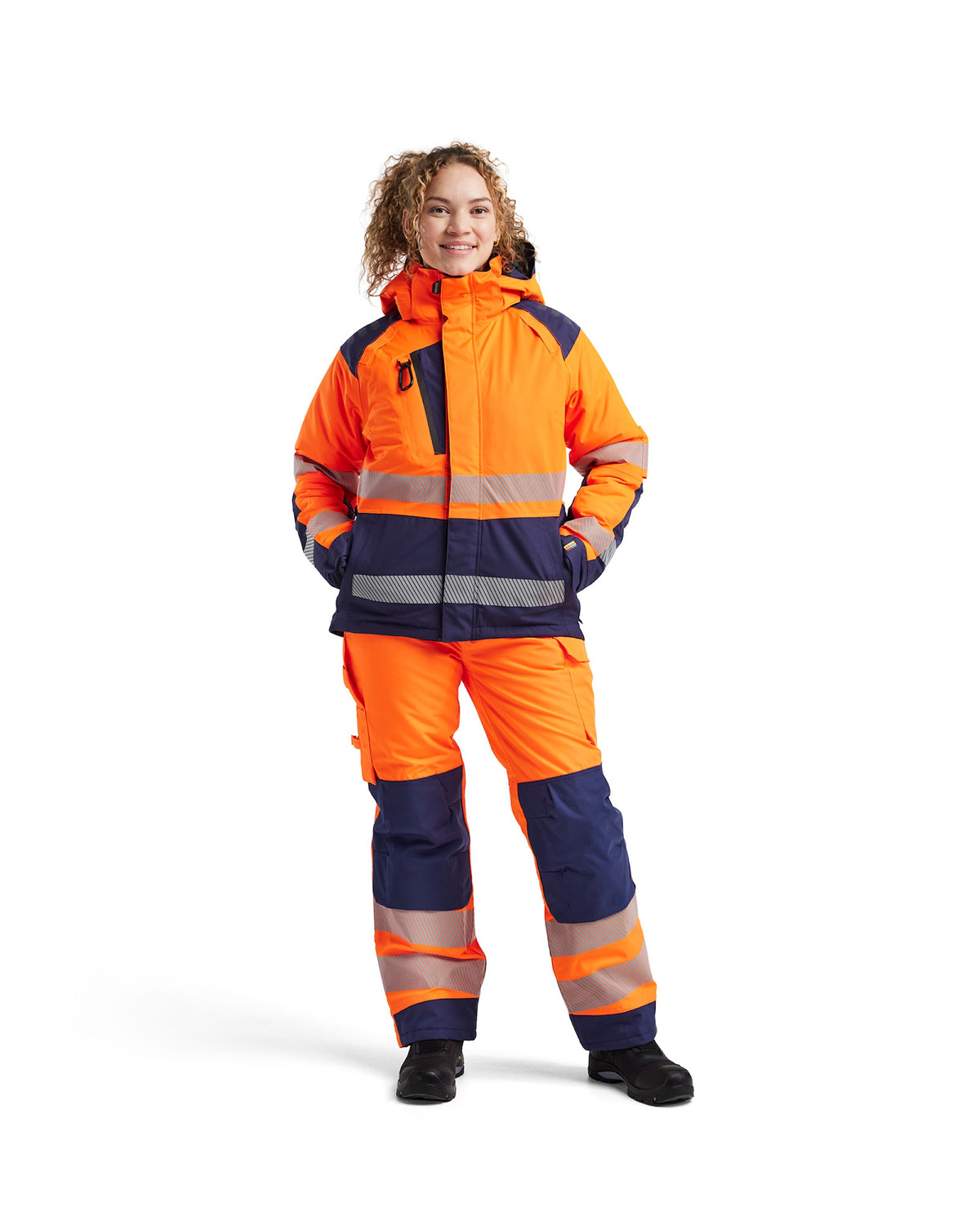 Blåkläder Damen 4456 Warnschutz Winterjacke Kl 2 – orange/marine